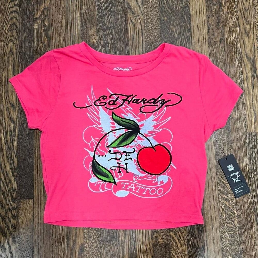 ed hardy pop pink cherry shirt (size M NWT)